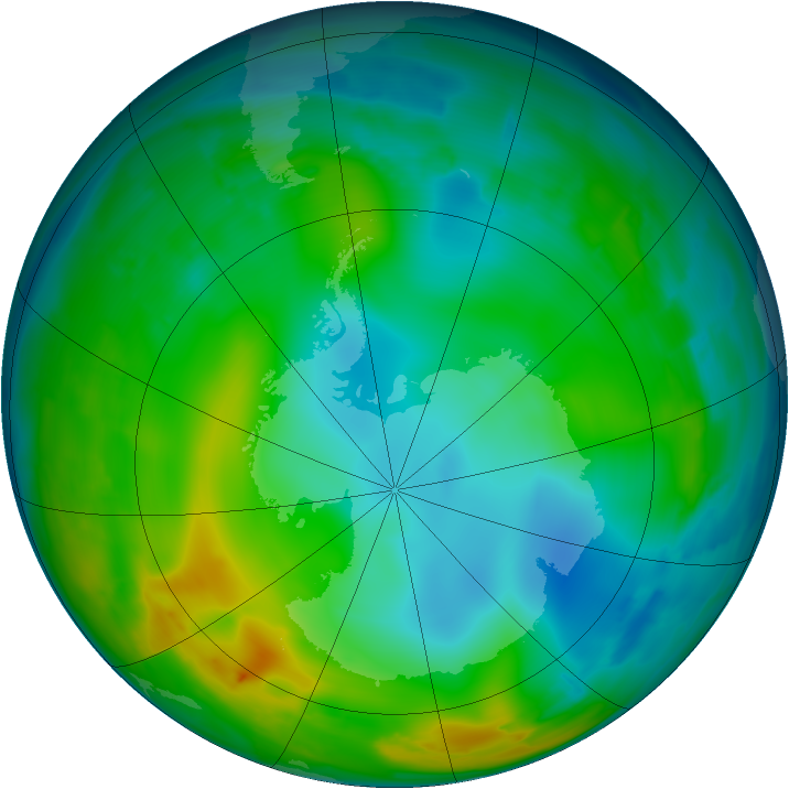 Antarctic ozone map for 18 June 2009